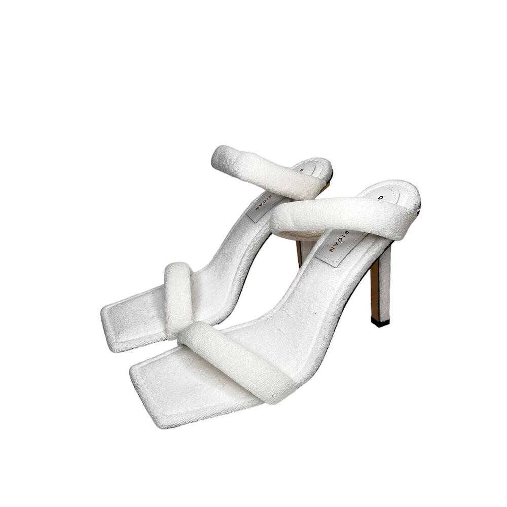 Good American Terry Slip-On High Heeled Sandals White Women's 11